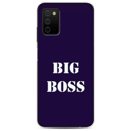 Силиконовый чехол "Big boss на синем" на Samsung Galaxy A03S / Самсунг Галакси A03S