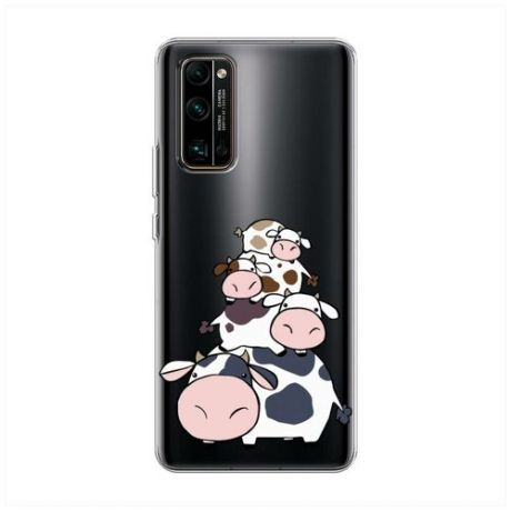 Силиконовый чехол "Happy cows" на Honor 30 Pro Plus / Хонор 30 Про Плюс