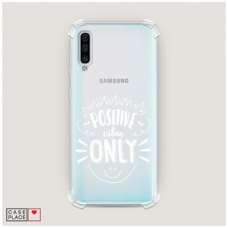 Чехол силиконовый Противоударный Samsung Galaxy A50 Positive vibes only графика