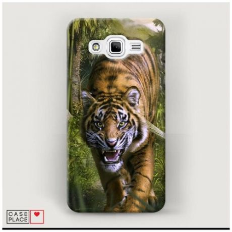 Чехол Пластиковый Samsung Galaxy J2 Prime 2016 Тигр в джунглях 2