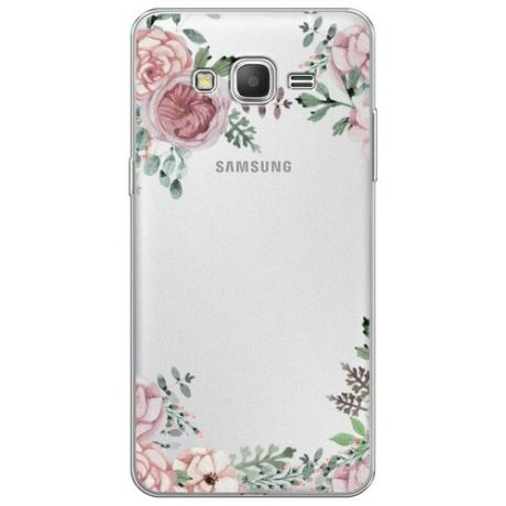 Силиконовый чехол "Розовые цветочные уголки" на Samsung Galaxy Grand Prime / Самсунг Галакси Гранд Прайм