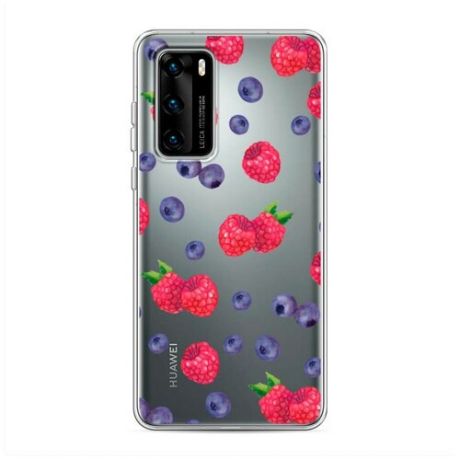 Силиконовый чехол "Ежевика и черника арт" на Huawei P40 / Хуавей П40