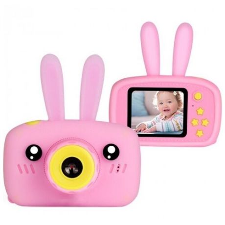 Детская цифровая камера Fun Camera Rabbit со встроенной памятью и играми (Розовый)
