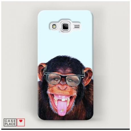 Чехол Пластиковый Samsung Galaxy J2 Prime 2016 Шимпанзе в очках