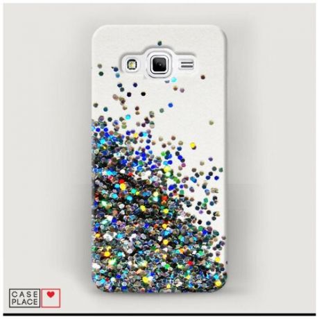 Чехол Пластиковый Samsung Galaxy J2 Prime 2016 Россыпь пайеток рисунок