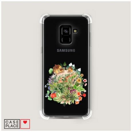 Чехол силиконовый Противоударный Samsung Galaxy A8 2018 Зеленая поляна