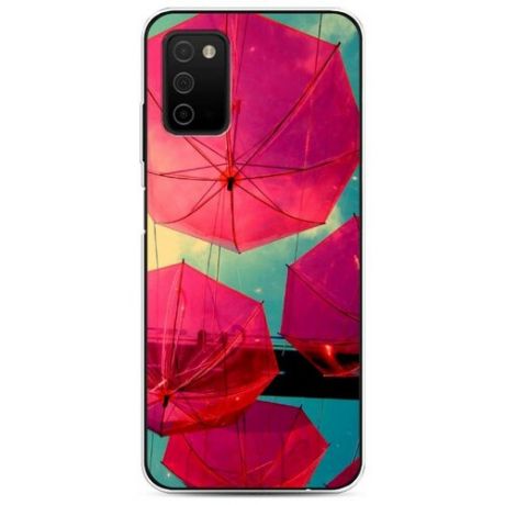 Силиконовый чехол "Зонтики розовые" на Samsung Galaxy A03S / Самсунг Галакси A03S