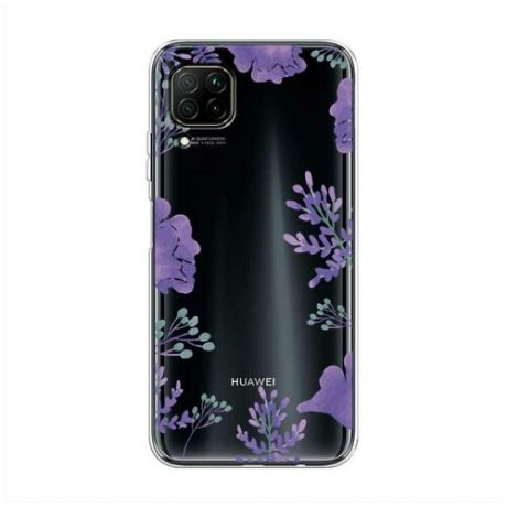 Силиконовый чехол "Сиреневая цветочная рамка" на Huawei P40 Lite / Хуавей П40 Лайт