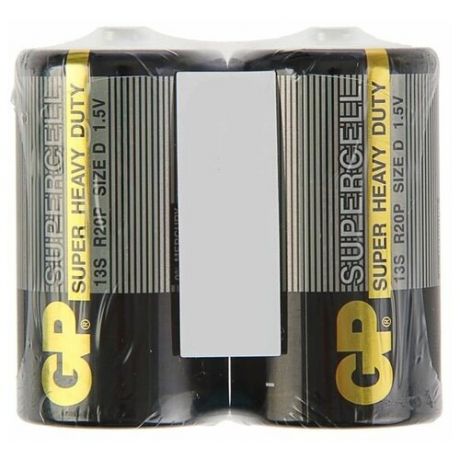 Батарейка солевая GP Supercell Super Heavy Duty, 13S R20Р, 1.5В, спайка, 2 шт.