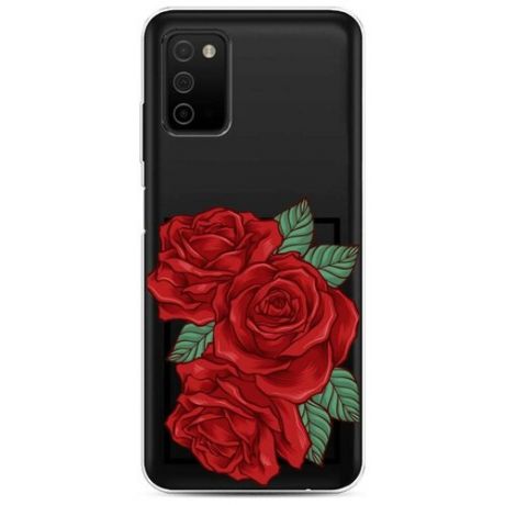 Силиконовый чехол "Три алые розы" на Samsung Galaxy A03S / Самсунг Галакси A03S