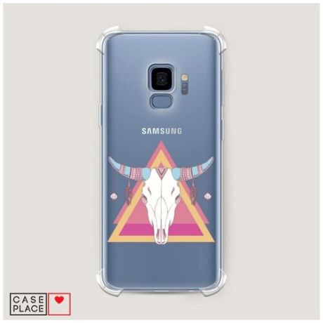 Чехол силиконовый Противоударный Samsung Galaxy S9 Череп быка в треугольнике