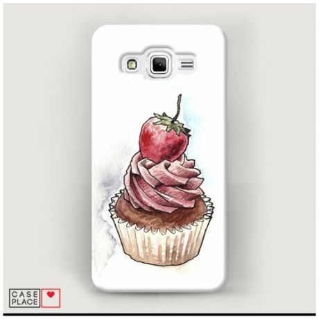 Чехол Пластиковый Samsung Galaxy J2 Prime 2016 Пирожное с клубникой