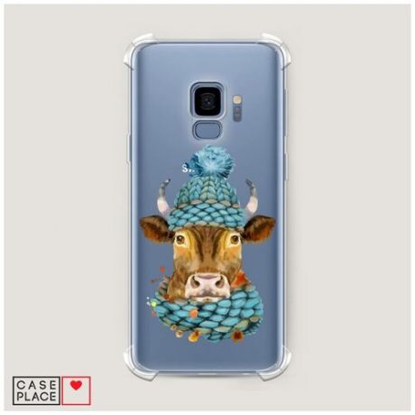 Чехол силиконовый Противоударный Samsung Galaxy S9 Merry Christmas Cow