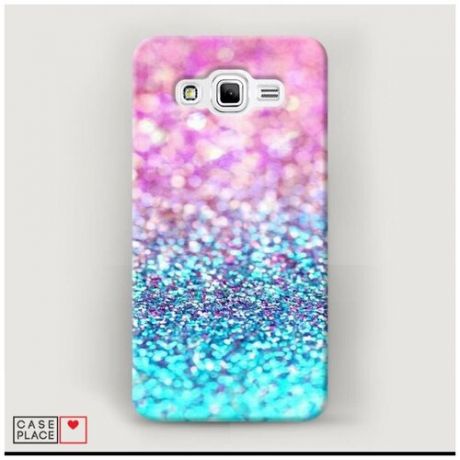 Чехол Пластиковый Samsung Galaxy J2 Prime 2016 Розово-голубые глиттеры рисунок