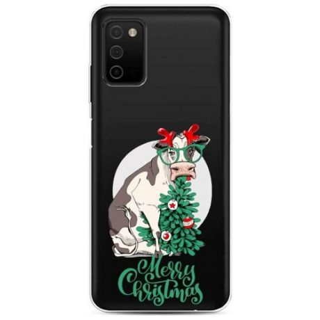 Силиконовый чехол "Funny Christmas cow" на Samsung Galaxy A03S / Самсунг Галакси A03S