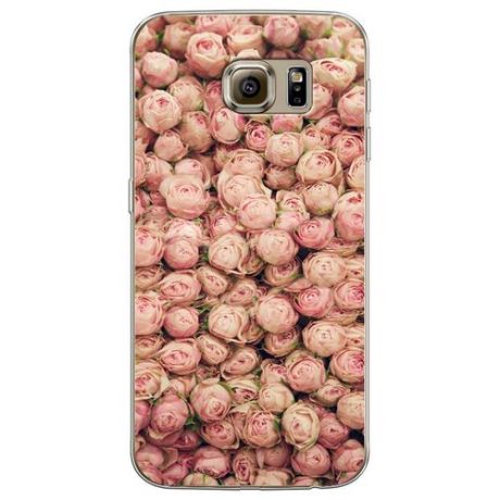Силиконовый чехол "Розовые сердечки" на Samsung Galaxy S6 edge / Самсунг Галакси С 6 Эдж