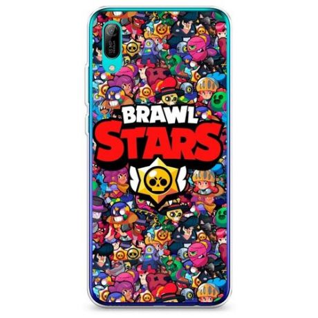 Силиконовый чехол "Все герои Brawl Stars" на Huawei Y6 Pro (Prime) 2019 / Хуавей Y6 Про 2019