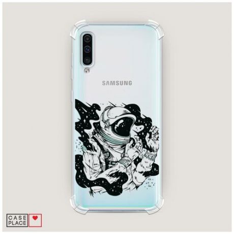Чехол силиконовый Противоударный Samsung Galaxy A50 Космонавт арт