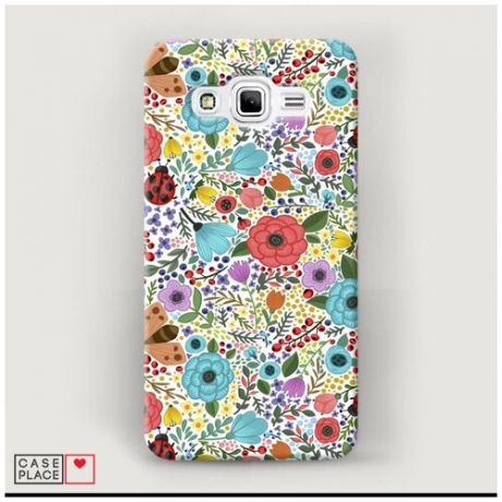 Чехол Пластиковый Samsung Galaxy J2 Prime 2016 Жучки цветочки ягодки