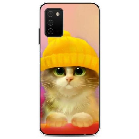 Силиконовый чехол "Котенок в желтой шапке" на Samsung Galaxy A03S / Самсунг Галакси A03S