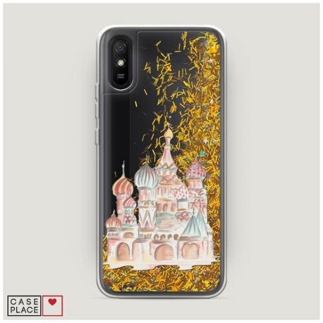 Чехол Жидкий с блестками Xiaomi Redmi 9A Нарисованный собор