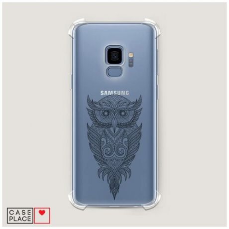 Чехол силиконовый Противоударный Samsung Galaxy S9 Филин графика