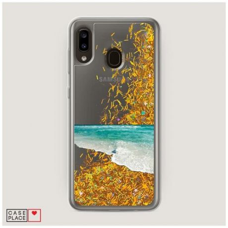 Чехол Жидкий с блестками Samsung Galaxy A30 Лазурный берег