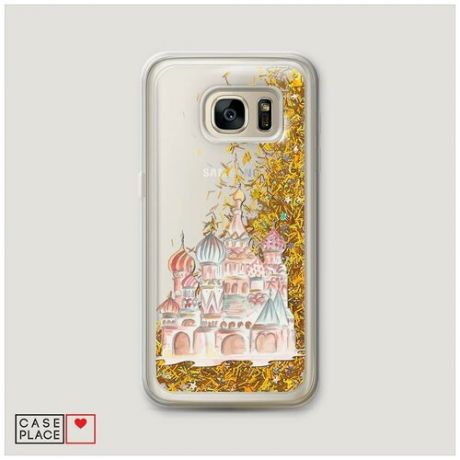 Чехол Жидкий с блестками Samsung Galaxy S7 Нарисованный собор