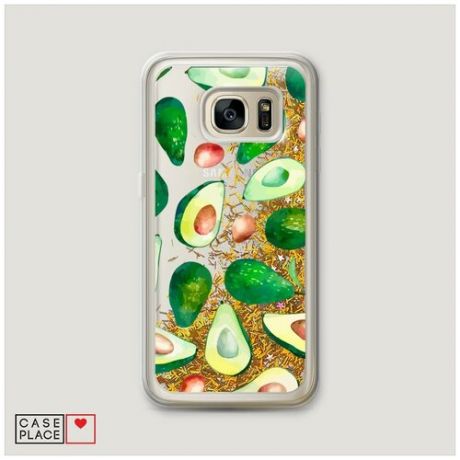 Чехол Жидкий с блестками Samsung Galaxy S7 Beautiful avocados