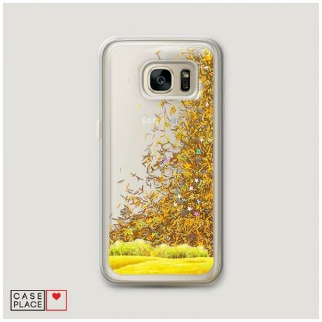 Чехол Жидкий с блестками Samsung Galaxy S7 Осеннее поле