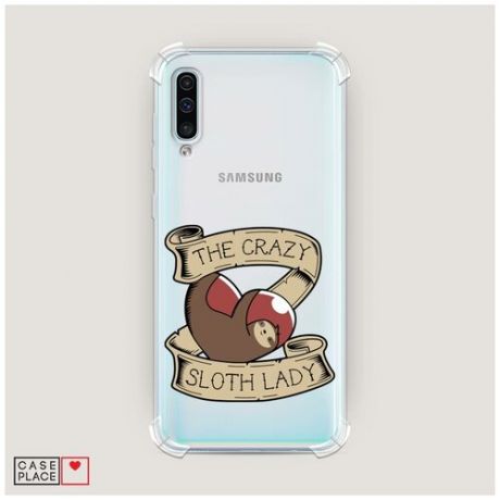 Чехол силиконовый Противоударный Samsung Galaxy A50 The crazy sloth lady