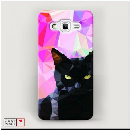 Чехол Пластиковый Samsung Galaxy J2 Prime 2016 Графический черный кот