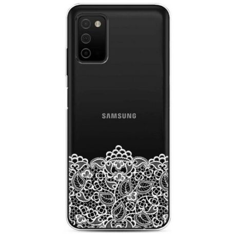 Силиконовый чехол "Белый кружевной узор 2" на Samsung Galaxy A03S / Самсунг Галакси A03S