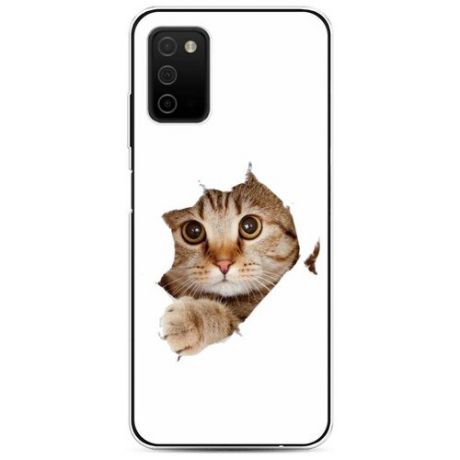 Силиконовый чехол "Кот и бумага" на Samsung Galaxy A03S / Самсунг Галакси A03S