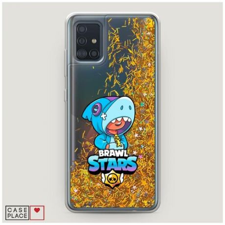 Чехол Жидкий с блестками Samsung Galaxy A51 Леон акула
