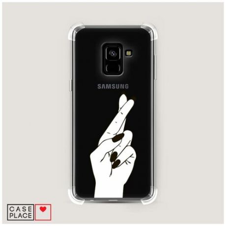Чехол силиконовый Противоударный Samsung Galaxy A8 2018 Пальцы графика