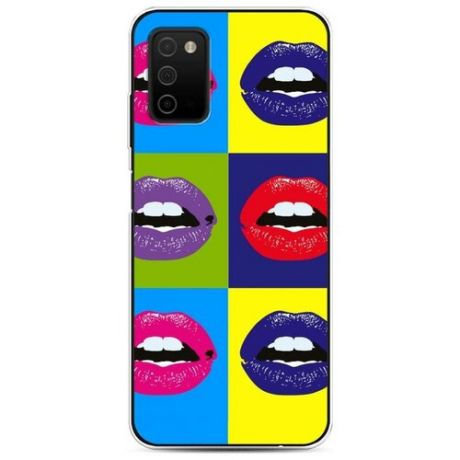 Силиконовый чехол "губы разноцветная помада" на Samsung Galaxy A03S / Самсунг Галакси A03S