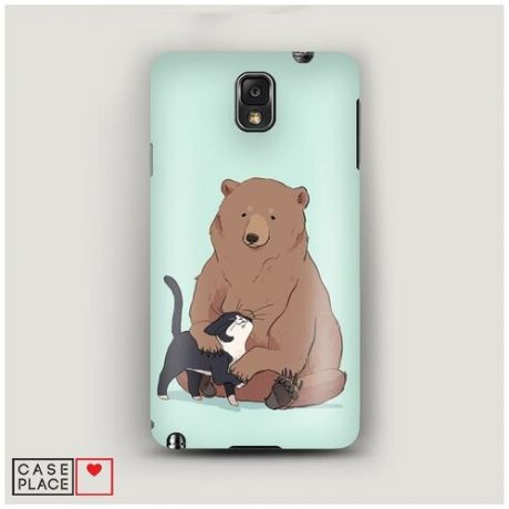 Чехол Пластиковый Samsung Galaxy Note 3 Медведь и кошка дружба