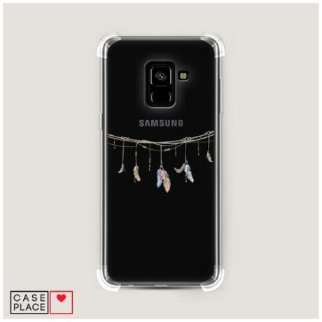 Чехол силиконовый Противоударный Samsung Galaxy A8 2018 Перышки на веревке