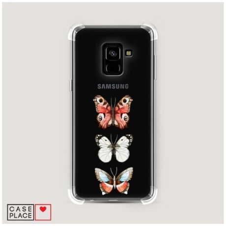 Чехол силиконовый Противоударный Samsung Galaxy A8 2018 Бабочки в ряд 2
