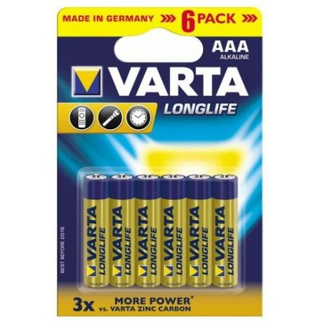 Батарейка VARTA LONGLIFE AAA/LR03 6шт