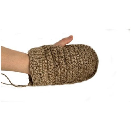 Мочалка-рукавица массажная из натурального волокна (джут, ручная работа)