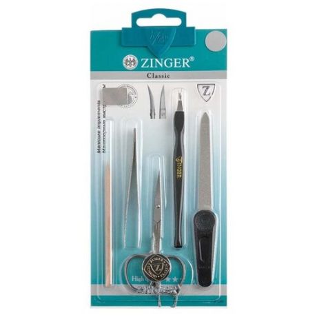Zinger набор маникюрных инструментов zo-SIS- 57-D Ножницы закругленные тонкие+Пинцет скошенный+Триммер).