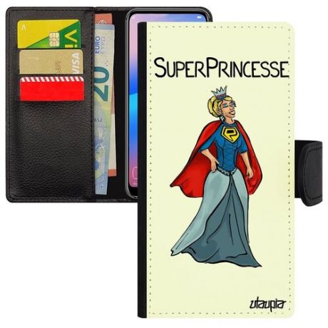 Защитный чехол-книжка для телефона // iPhone 12 // "Суперпринцесса" Смешной Супергерой, Utaupia, белый