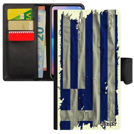 Противоударный чехол-книжка для // Apple iphone 6S Plus // "Флаг Гвинеи Экваториальной на ткани" Страна Дизайн, Utaupia, белый