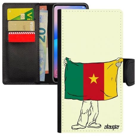 Качественный чехол книжка на телефон // iPhone 11 // "Флаг Гвинеи с руками" Стиль Туризм, Utaupia, белый