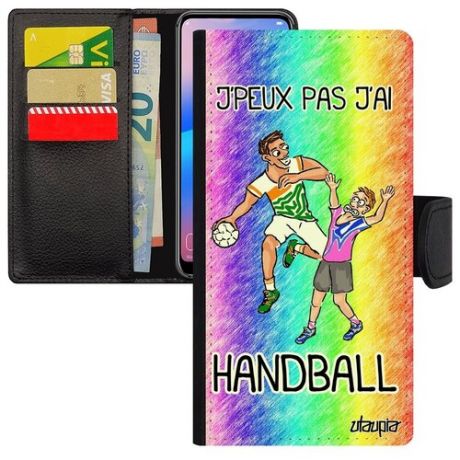 Защитный чехол-книжка на // iPhone 11 // "Не могу - у меня гандбол!" Крутой Картинка, Utaupia, серый