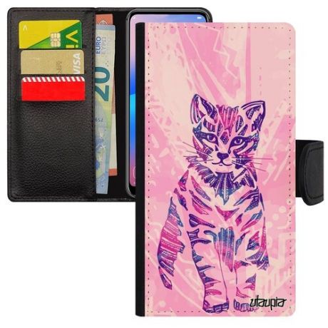 Защитный чехол-книжка для мобильного // iPhone 5 5S SE (2016) // "Кот" Дизайн Cat, Utaupia, голубой