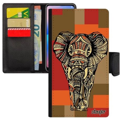 Защитный чехол книжка для мобильного // iphone 6S Plus // "Слон" Древний Саванна, Utaupia, розовый