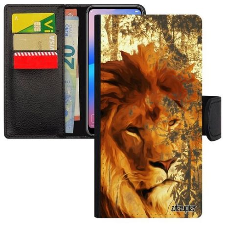 Защитный чехол книжка на // iPhone 12 Pro // "Лев" Африка Дизайн, Utaupia, голубой